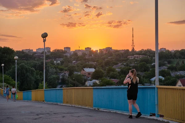 Avondlucht Boven Stad — Stockfoto