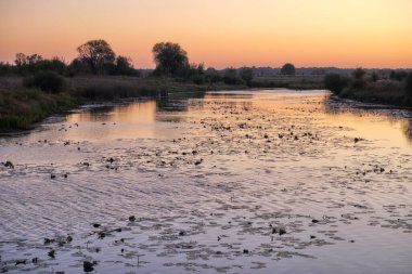Göl üzerinde sonbahar şafak.