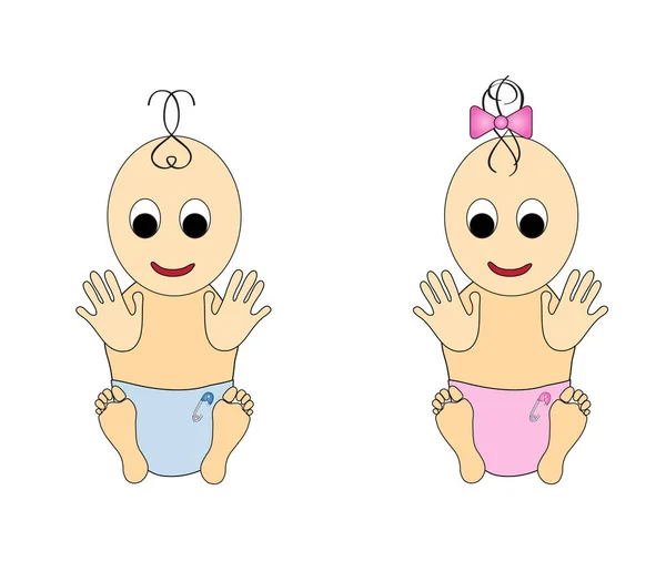 Uppsättning Spädbarn Helt Enkelt Vektor Illustration — Stock vektor