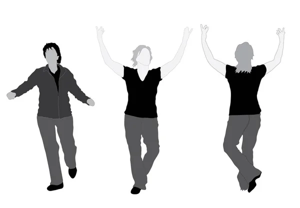 Série Femmes Danse Poses Isolées Sur Fond Blanc — Image vectorielle