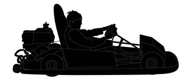 Benzinle çalışan go-cart kullanan bir çocuk.