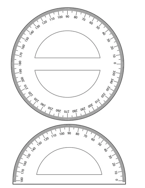 Volle Und Halbe Winkelmesser Mathematische Instrumente — Stockvektor