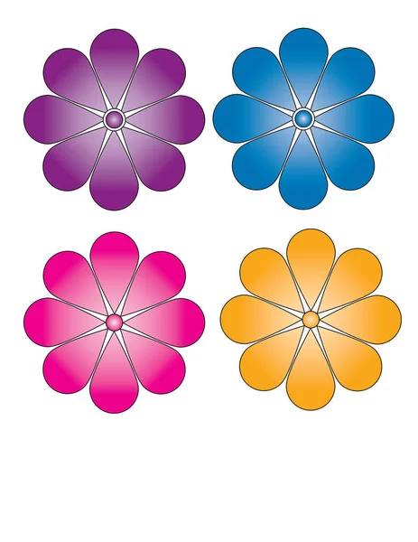 Set Colorful Flowers White Background Simply Vector Illustration — Stock Vector