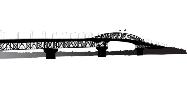 Puente Del Puerto Sobre Fondo Blanco Ilustración Vectorial Simple — Vector de stock