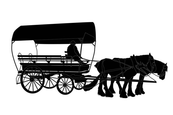 horse cart on white background, simply vector illustration 