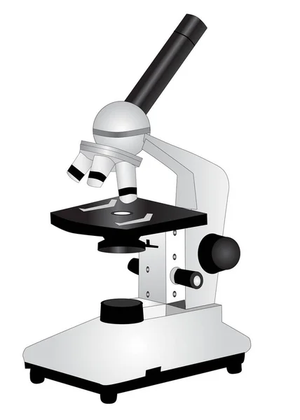 Einfaches Lichtmikroskop Schwarz Und Silber — Stockvektor