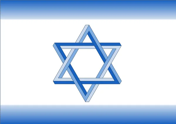 Israeli Flag Featuring Two Impossible Triangles Center — Stock Vector