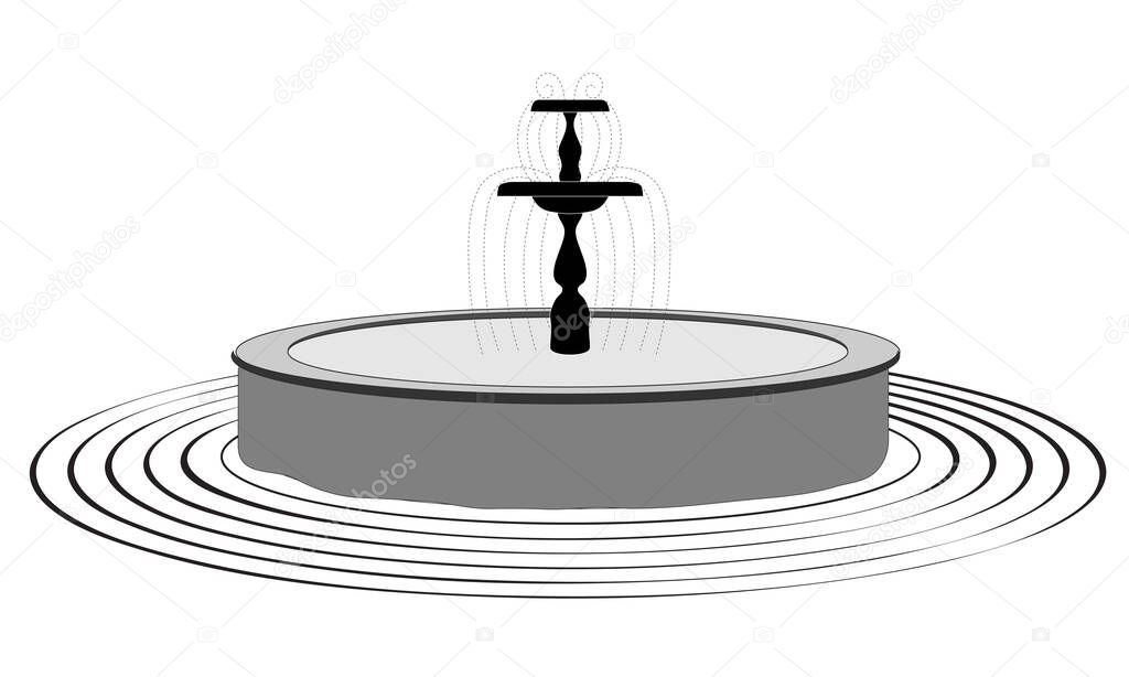 garden fountain on white background, simply vector illustration 