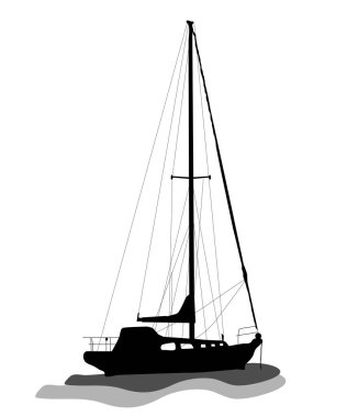 Yat Silueti beyaz arkaplanda izole edildi