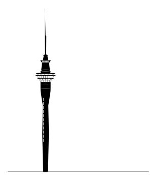 Auckland Gökyüzü Kulesi beyaz arkaplanda izole