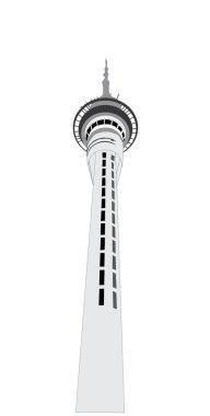 Auckland Gökyüzü Kulesi beyaz arkaplanda izole
