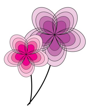 beyaz arkaplanda renk çiçekleri, basitçe vektör illüstrasyonu 