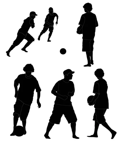 Soccer Vecteurs Silhouettes Isolées Sur Fond Blanc — Image vectorielle