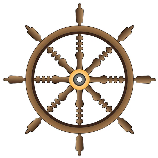 Roue Bateau Bois Isolée Sur Fond Blanc — Image vectorielle