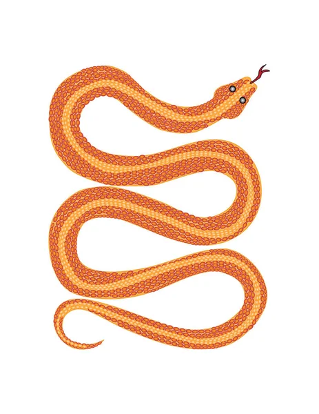Serpiente Roja Naranja Detallada Con Lengua Bifurcada — Archivo Imágenes Vectoriales
