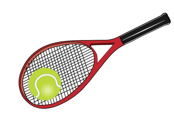 Roter Tennisschläger Und Grüner Tennisball — Stockvektor