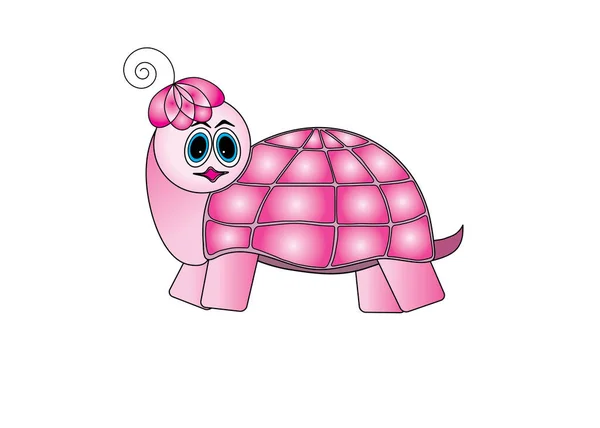 ピンクの漫画スタイルのカメのアイコン シンプルなベクトルイラスト — ストックベクタ