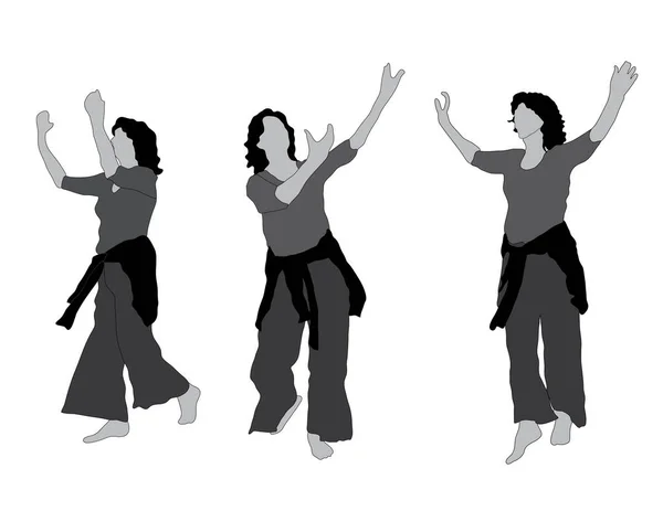 Танцовщицы Силуэты Изолированы Белом Фоне — стоковый вектор