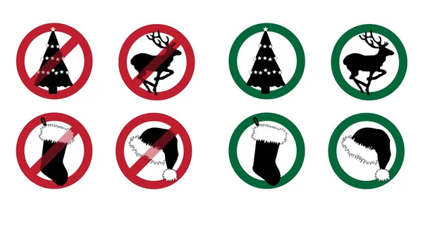 Set Christmas Symbols Road Signs - Stok Vektor