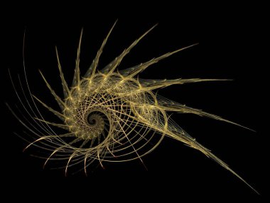 karmaşık sarı dikenli spiral, kopyalama alanı olan soyut renk arkaplanı 