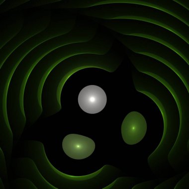 yeşil karmaşık yeşim küre soyut tasarım, siyah arkaplan üzerinde fraktal