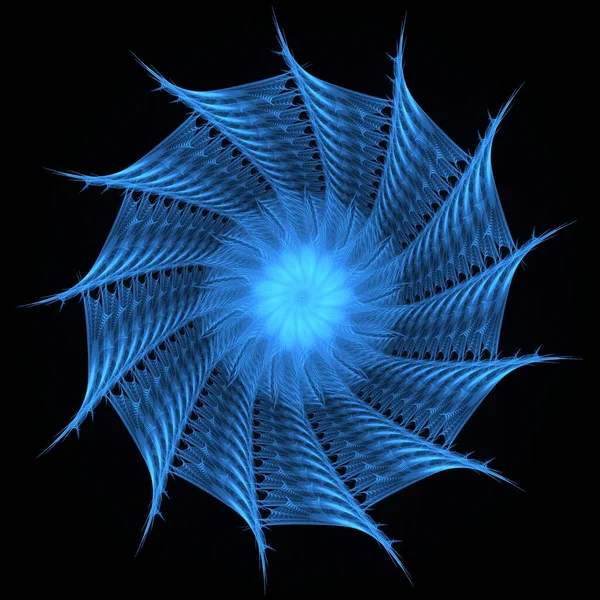 Karmaşık Mavi Soyut Dönen Yıldız Buz Çiçeği Tasarımı — Stok fotoğraf
