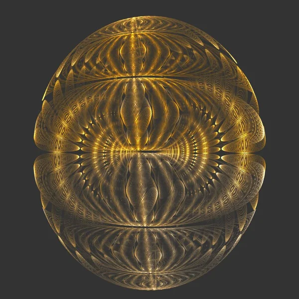 Golden Egg Fractal Sur Fond Noir — Photo