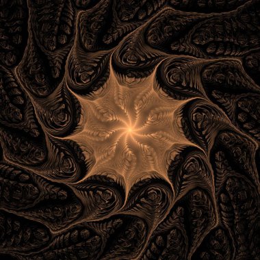 Parlayan sarı çiçekli soyut fraktal arkaplan