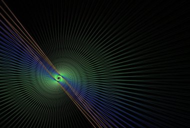 Yeşil soyut spiral tasarım, 3 boyutlu illüstrasyon, siyah arkaplan