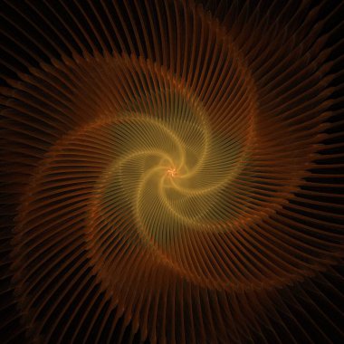 Parlak turuncu ya da altın soyut iplik siyah arkaplanda örülmüş spiral