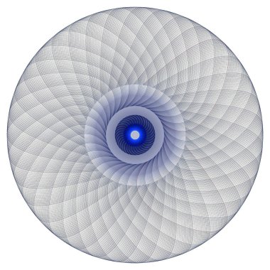 özmerkezli, radyal geometrik desenli soyut fraktal çizim