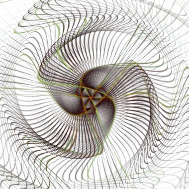 Beyaz zemin üzerinde parlak kahverengi iplik dokuması spiral