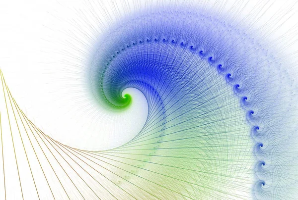 Espiral Pele Azul Verde Detalhada Fundo Branco — Fotografia de Stock