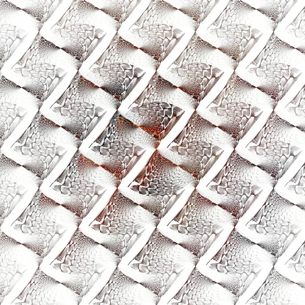 Geometric Digital Fractal Image Snake Skin Squares White Background — Stock Photo, Image