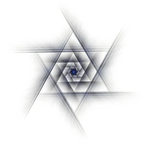 Detaillierter Blauer Davidstern Mit Umgekehrten Farben Auf Weißem Hintergrund — Stockfoto