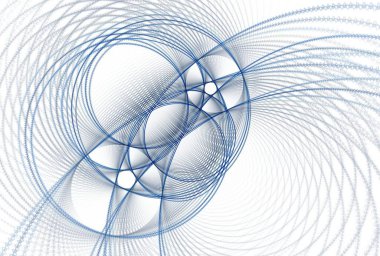 Karmaşık açık mavi örülmüş dalgalı yıldız tasarımı, beyaz arkaplanda ters renklerle fraktal