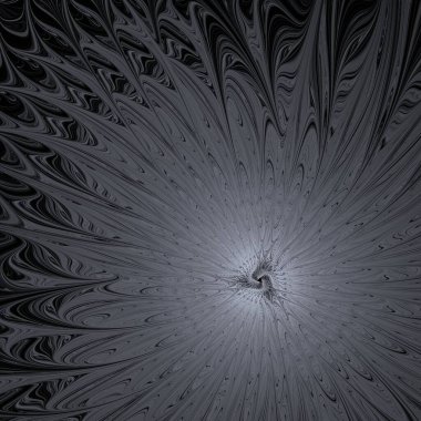 karmaşık gri çiçek soyut tasarımı, siyah arkaplanda fraktal