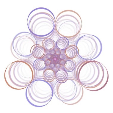 mor, menekşe ve bronzlaşmış, karmaşık bir çiçek soyut tasarımı, beyaz arkaplanda fraktal