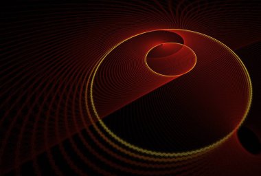 Siyah zemin üzerinde koyu kırmızı, turuncu ve altın soyut tasarım