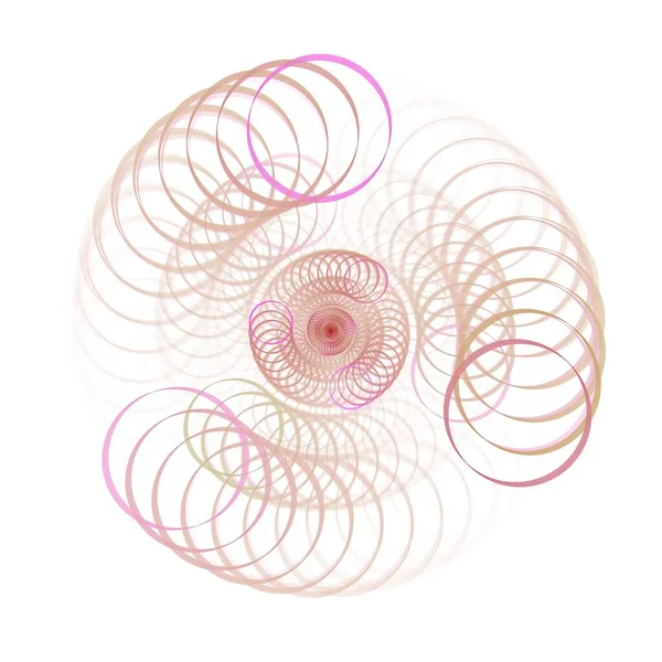 Геометрическое Цифровое Фрактальное Изображение Розовых Кругов Белом Фоне — стоковое фото
