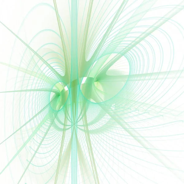Geometrische Psychedelische Digitale Grüne Gekrümmte Fraktale Linien Bild Auf Weißem — Stockfoto