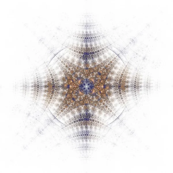 Geometrische Digitale Caleidoscoop Fractal Afbeelding Witte Achtergrond — Stockfoto