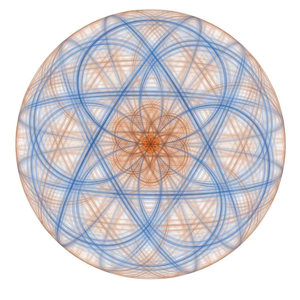 Περίπλοκο Μπλε Και Πορτοκαλί String Star Αφηρημένο Σχέδιο Fractal Ανεστραμμένα — Φωτογραφία Αρχείου