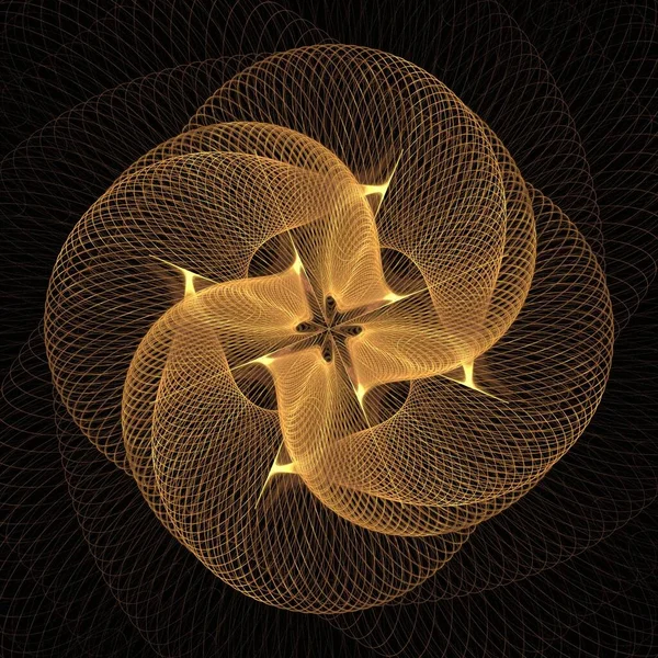 Fond Fractal Abstrait Avec Une Spirale Dorée — Photo