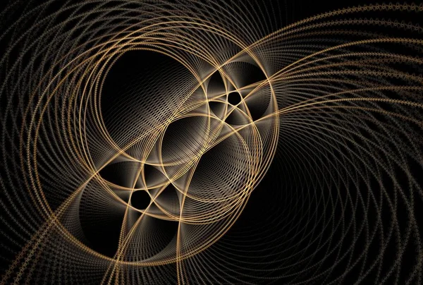 Karmaşık Kahverengi Örülmüş Dalgalı Yıldız Tasarımı Siyah Arkaplanda Fraktal — Stok fotoğraf