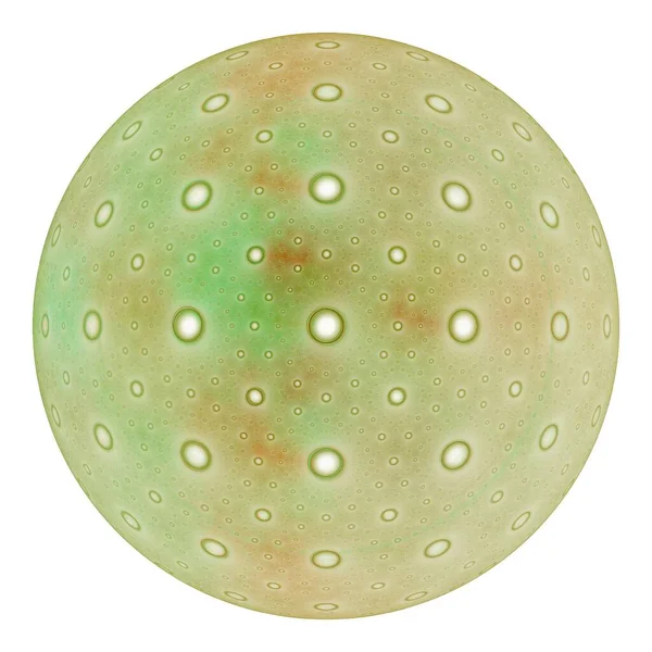 Green Brown Sphere White Dots Fractal Image White Background — Stock Photo, Image