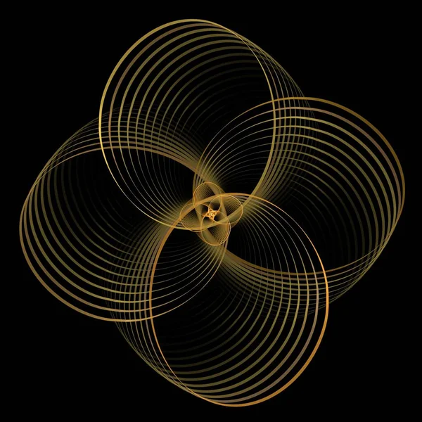 Περίπλοκο Χρυσό Και Κούπερ Άνοιξη Λουλούδι Αφηρημένη Σχεδίαση Fractal Μαύρο — Φωτογραφία Αρχείου