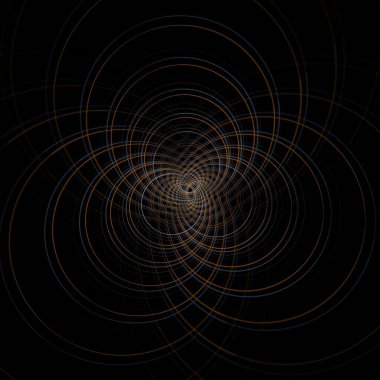 karmaşık dönen kahverengi dalgalı çiçek tasarımı, siyah arkaplanda fraktal