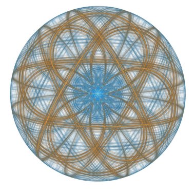 karmaşık mavi ve turuncu sicim yıldız soyut tasarımı, beyaz arkaplanda fraktal