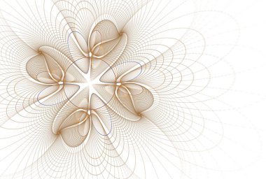 karmaşık altın sarısı tel çiçek soyut tasarımı, fraktal beyaz arkaplan